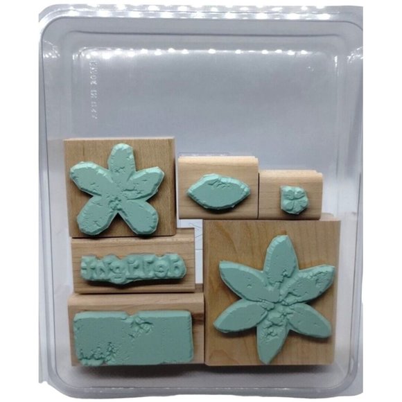 Stampin Up Paint Prints 6 Piece Rubber Stamp Kit 2004 Two Step Stampin Floral - Picture 3 of 4